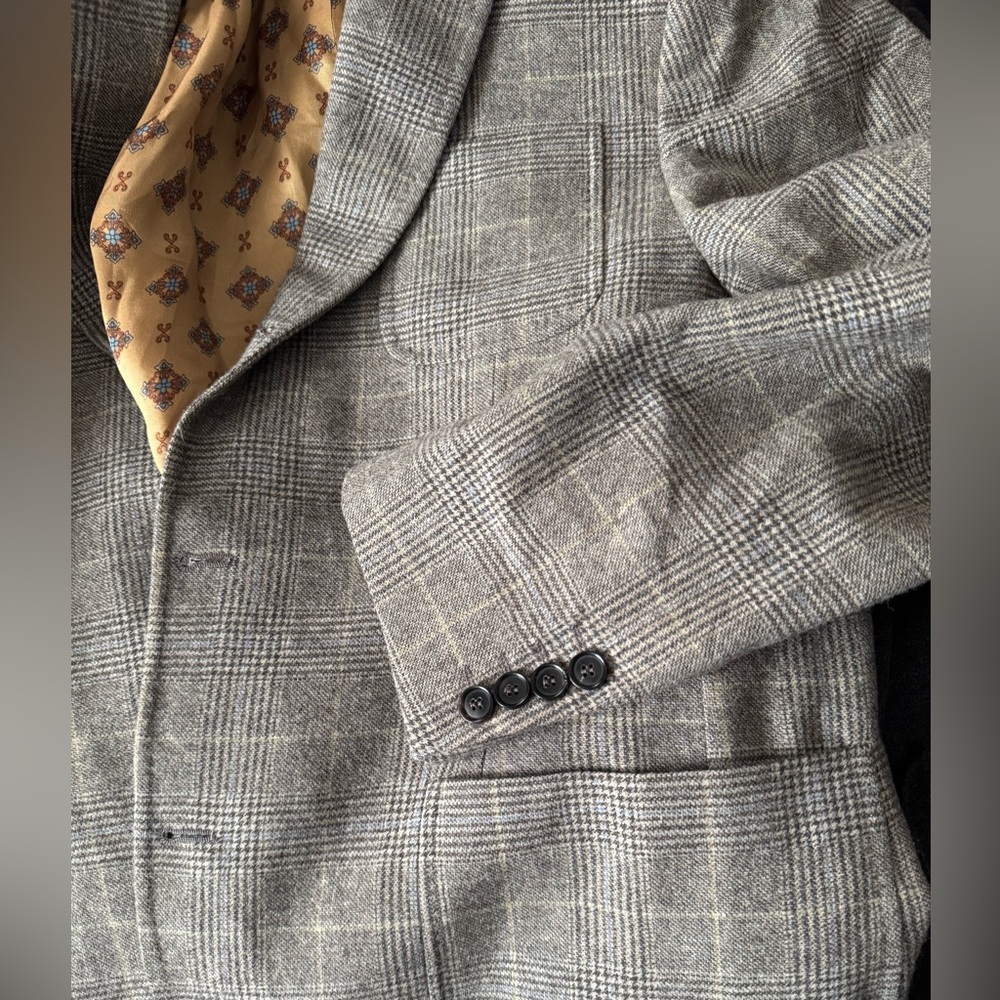 Billy Reid Tan/Brown Wool Plaid Blazer 44L